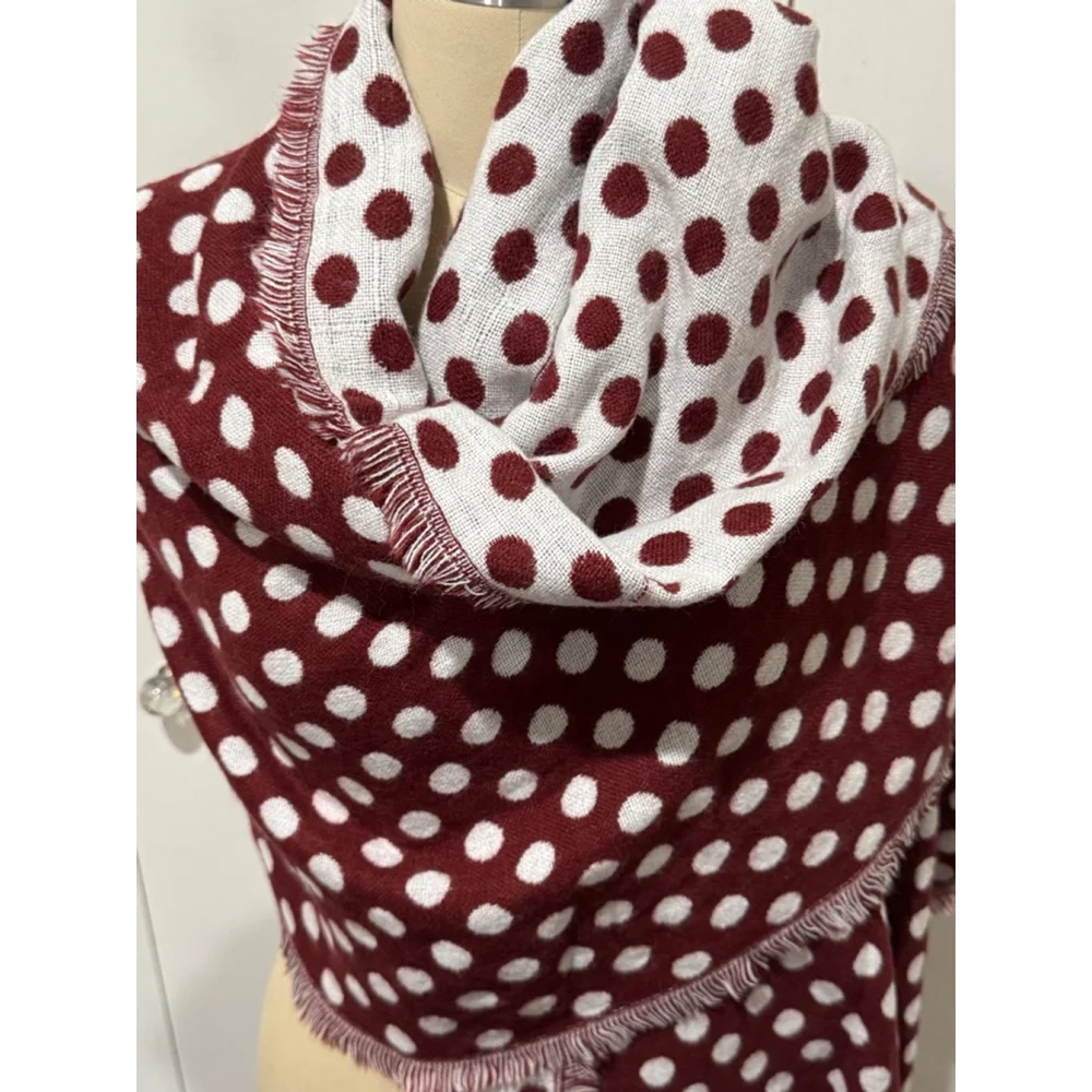 Women's Under One Sky Red berry White Polka Dot oversized Blanket Scarf wrap